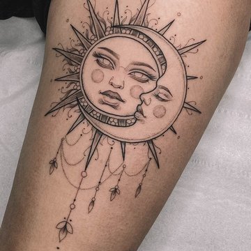 тату солнце и луна значение эскиз