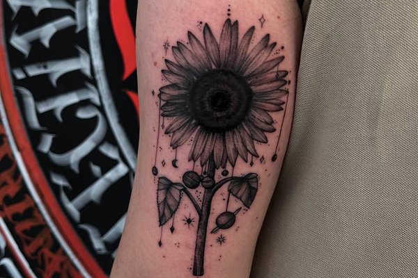 Тату подсолнух на руке