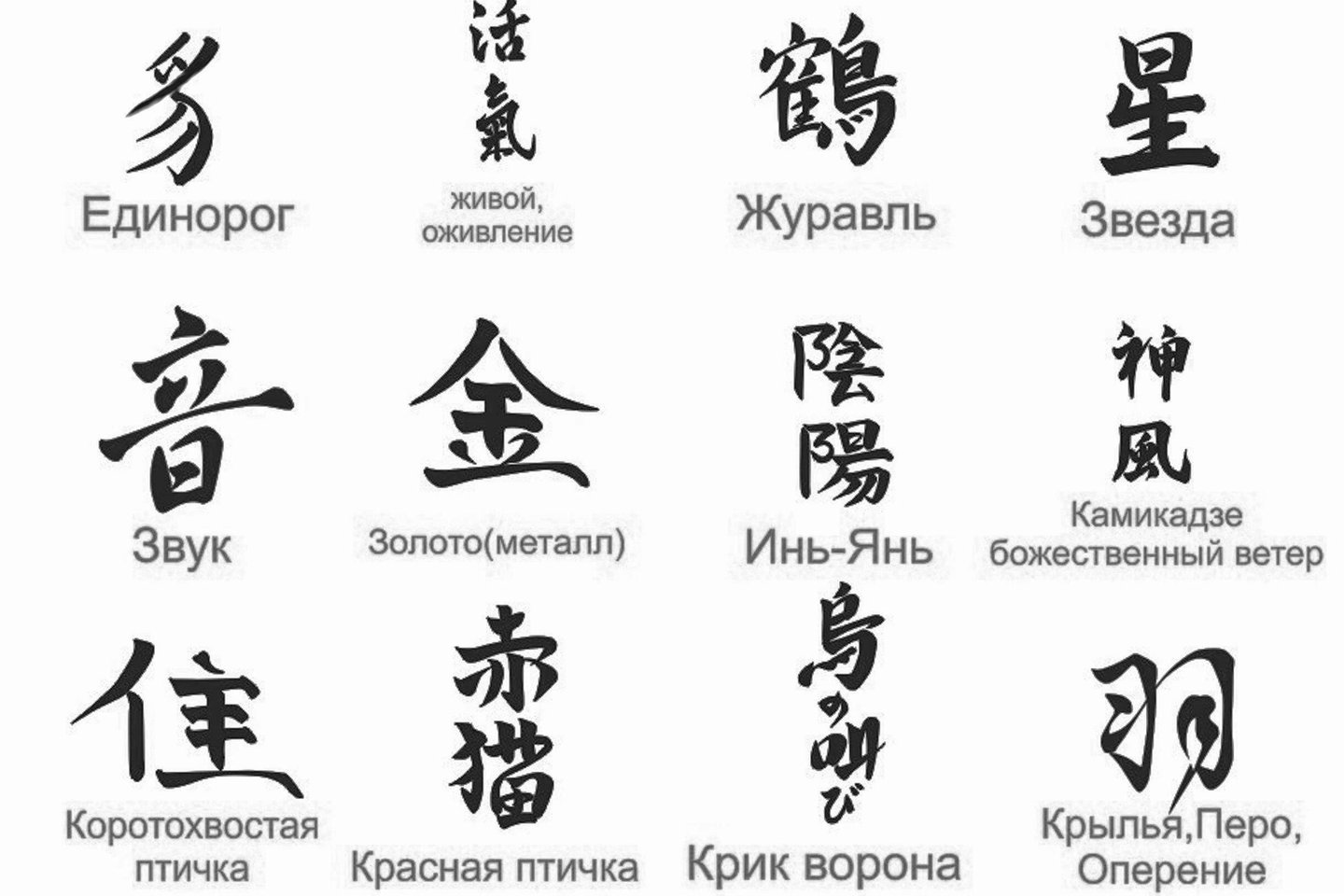 Тату-эскизы "Иероглифы"